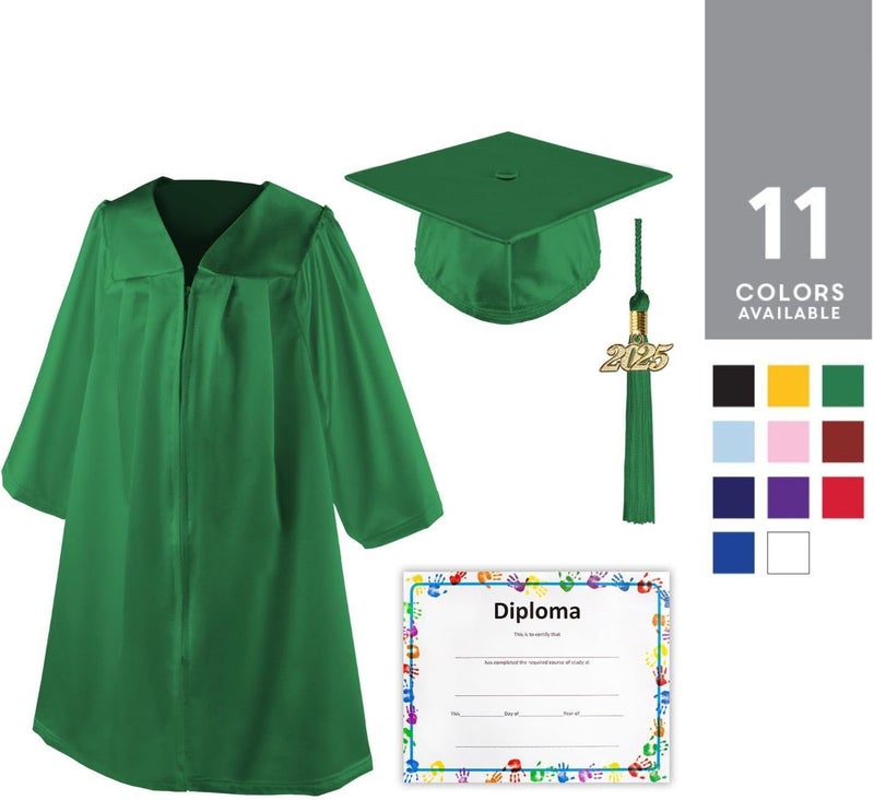 Class Act Graduation Shiny Kindergarten Preschool Graduation Cap & Gown with Matching Tassel and Diploma Certificate - Image 2